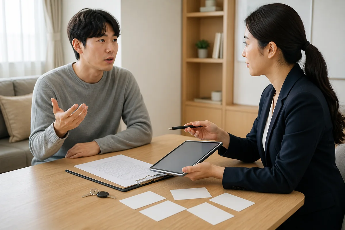 임차인이 상담 담당자에게 전세대출 계약·보증·신청절차를 질문하는 모습