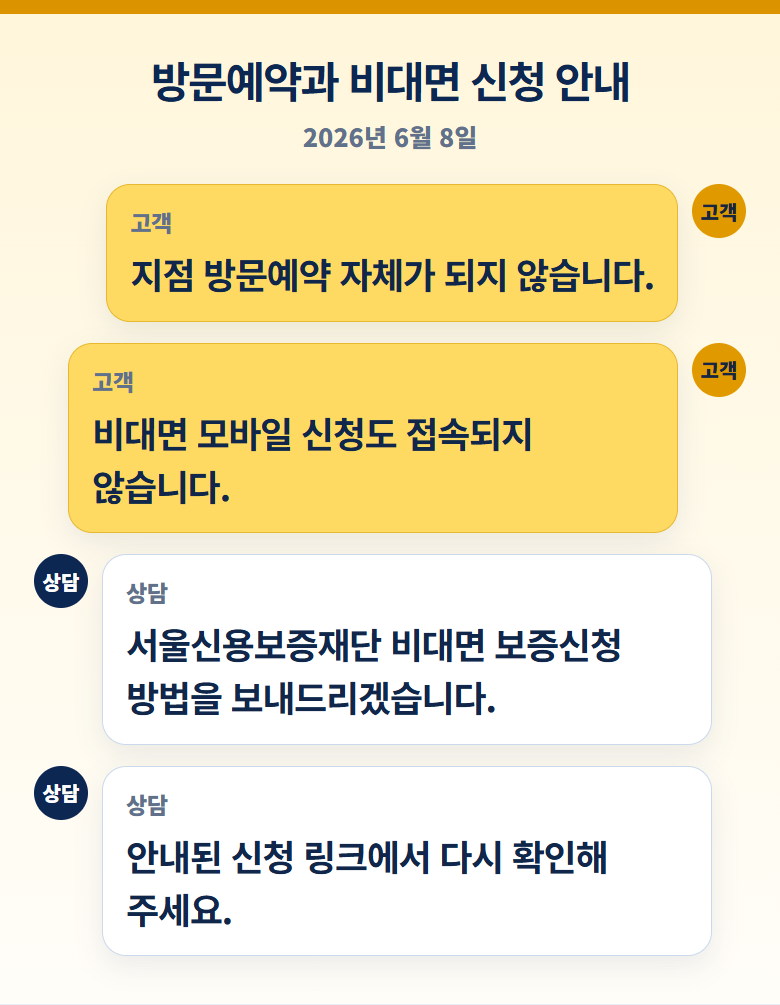2026 서울신용보증재단 비대면 신청 사례, 방문예약 문제와 창업보증 예상금액 확인 안내 이미지 3