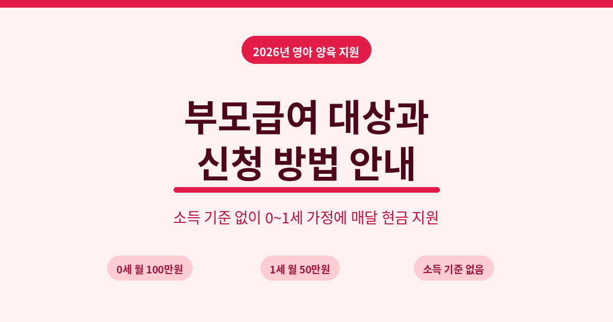 부모급여, 0세 월 100만원 (2026년 대상과 신청)