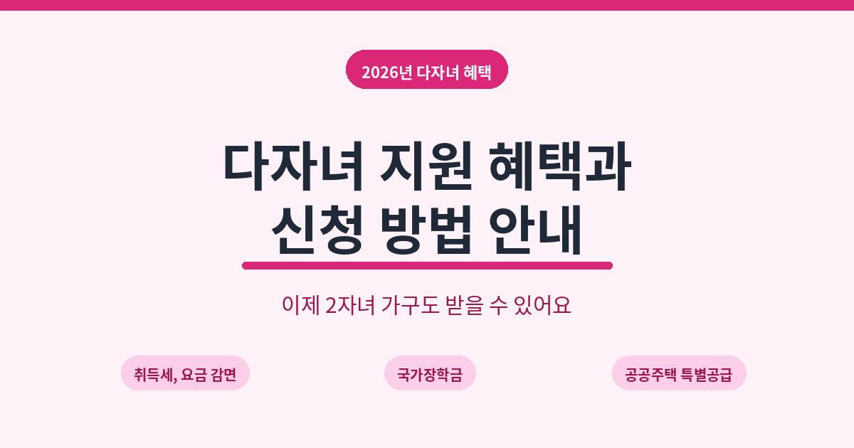 2026년 다자녀 지원 혜택과 신청 방법 안내