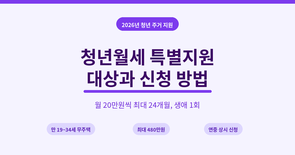 2026년 청년월세 특별지원 대상과 신청 방법 안내
