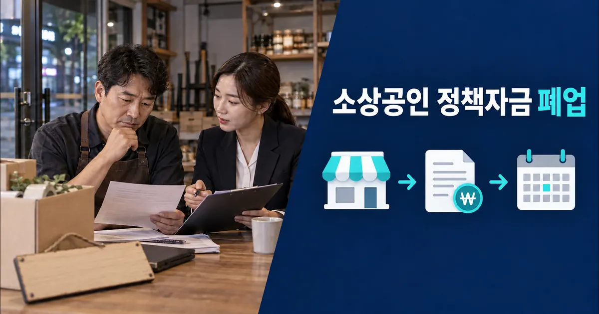 소상공인 정책자금 폐업 후 남은 대출의 상환의무와 문의순서를 설명합니다. 소진공 직접대출, 지역신보 보증부대출, 최대 15년 분할상환 특례보증, 새출발기금·희망리턴패키지 차이, 준비서류와 폐업 전 확인사항, 채무조정 영향까지 2026년 공식 기준으로 확인할 수 있습니다.