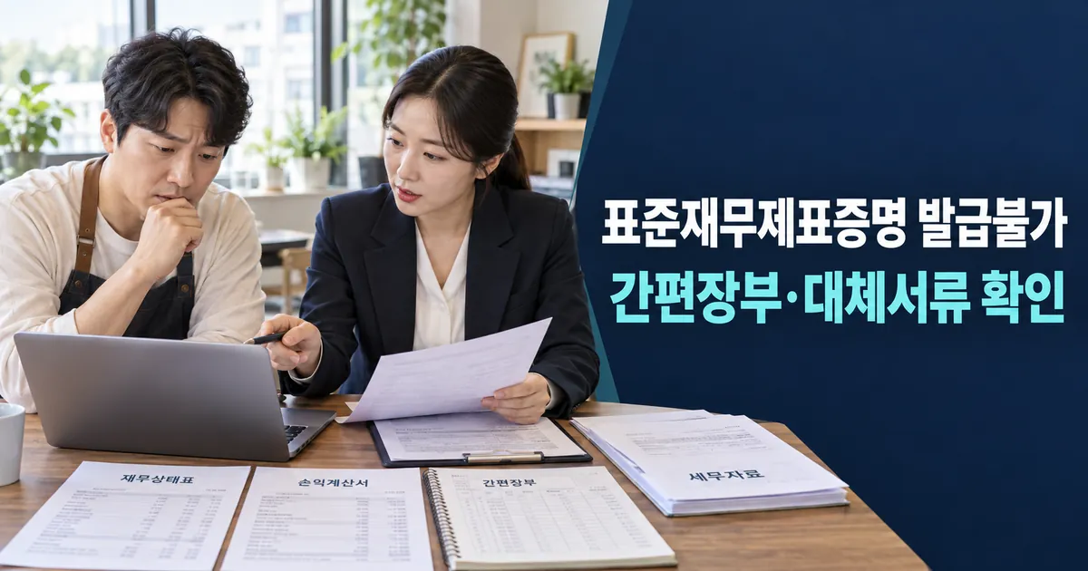 표준재무제표증명 발급불가 이유, 개인사업자 간편장부 추계신고 대체서류